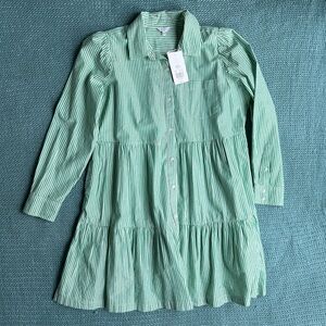 Crown & Ivy Green Striped Long Sleeve Dress